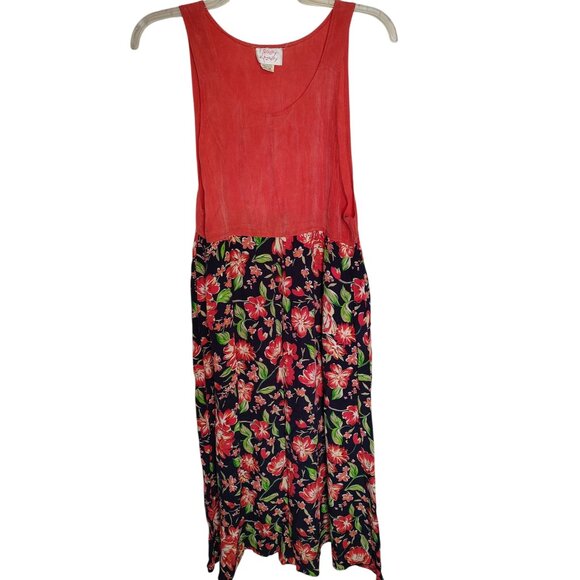 Vintage Roody Kazoody Dress Long One Size, Medium Salmon Pink Floral Sleeveless - Picture 1 of 5